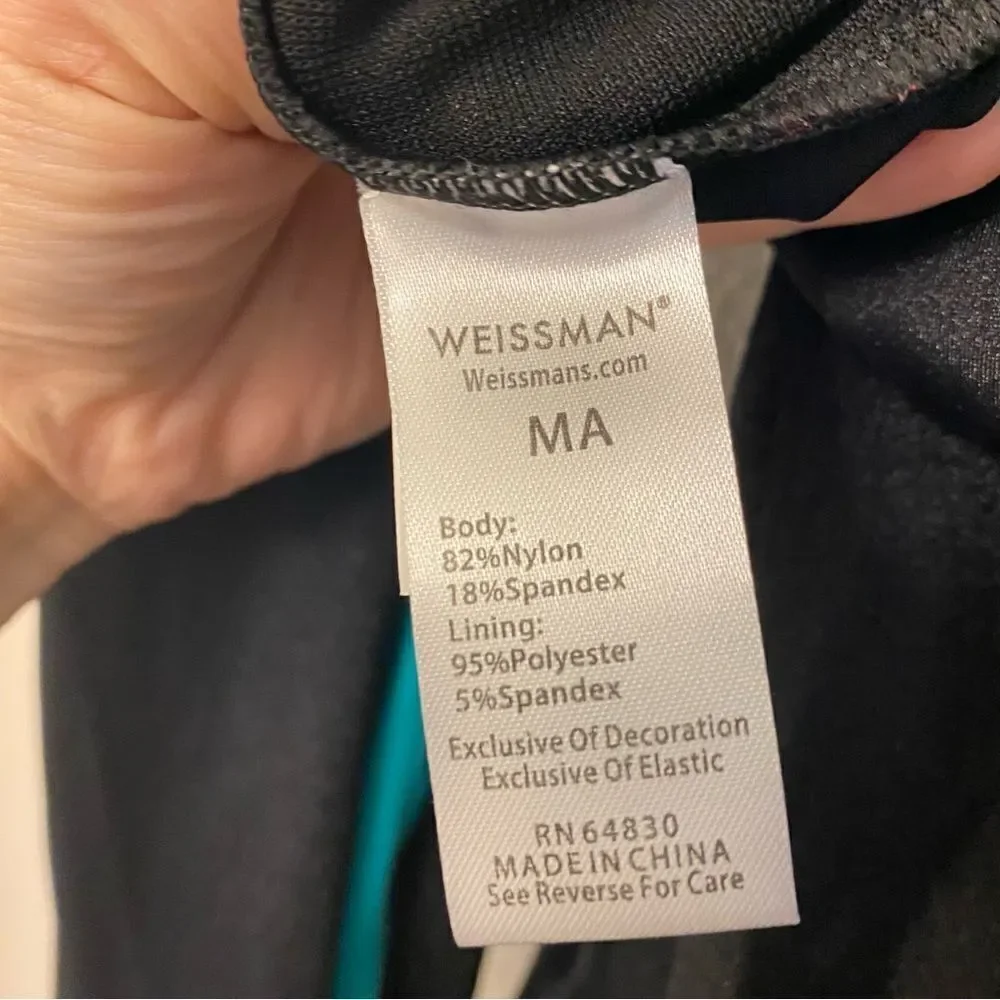 WEISSMAN Dance Costume biketard aqua lace appliqué Hallowed Ground 11084 MA
